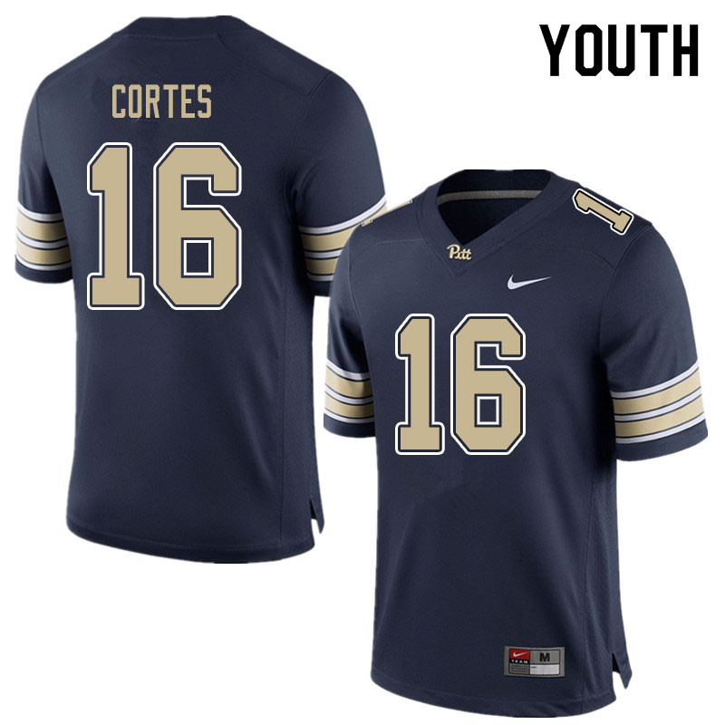 Youth #16 Jake Cortes Pitt Panthers College Football Jerseys Sale-Blue